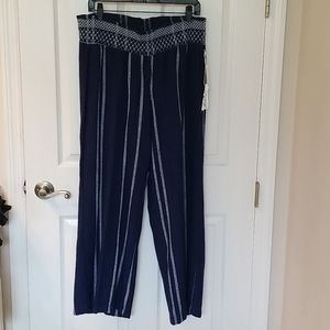 Navy blue and grey striped pants